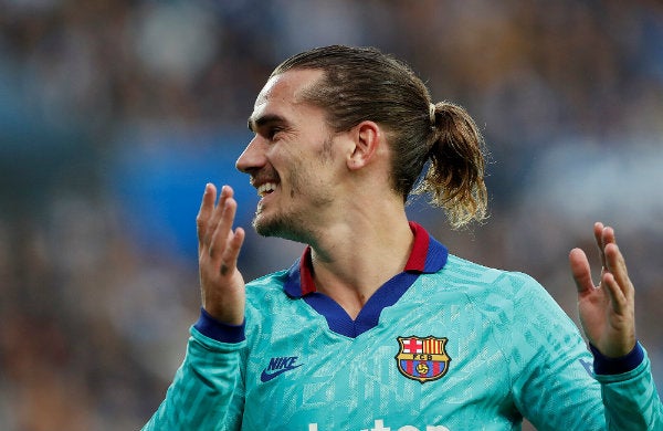 Antoine Griezmann lamentándose en un partido con Barcelona