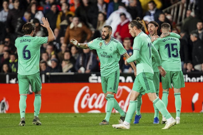 Real Madrid, en celebración durante un partido