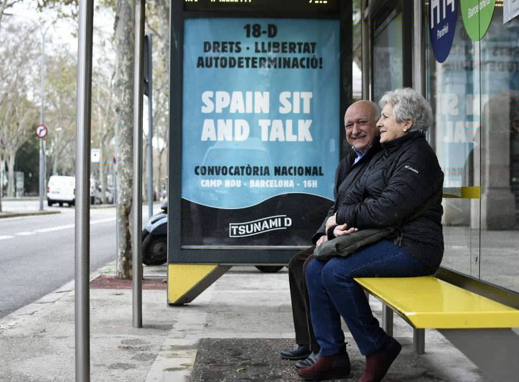 Anuncios en España para la protesta afuera del Camp Nou