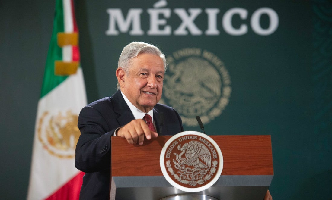 Andrés Manuel López Obrador durante anuncio de salario mínimo