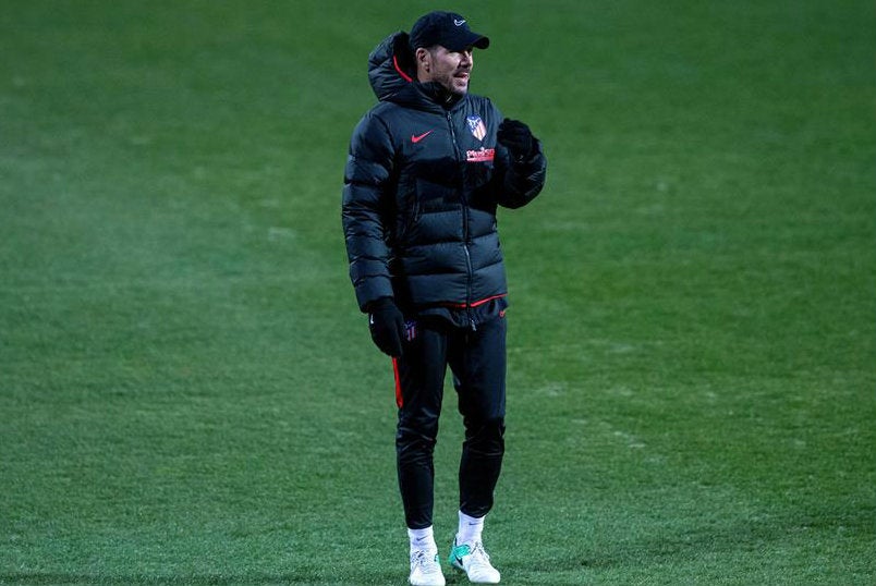 El 'Cholo' durante un entrenamiento del Atlético