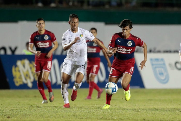 Macías, durante el partido ante Venados