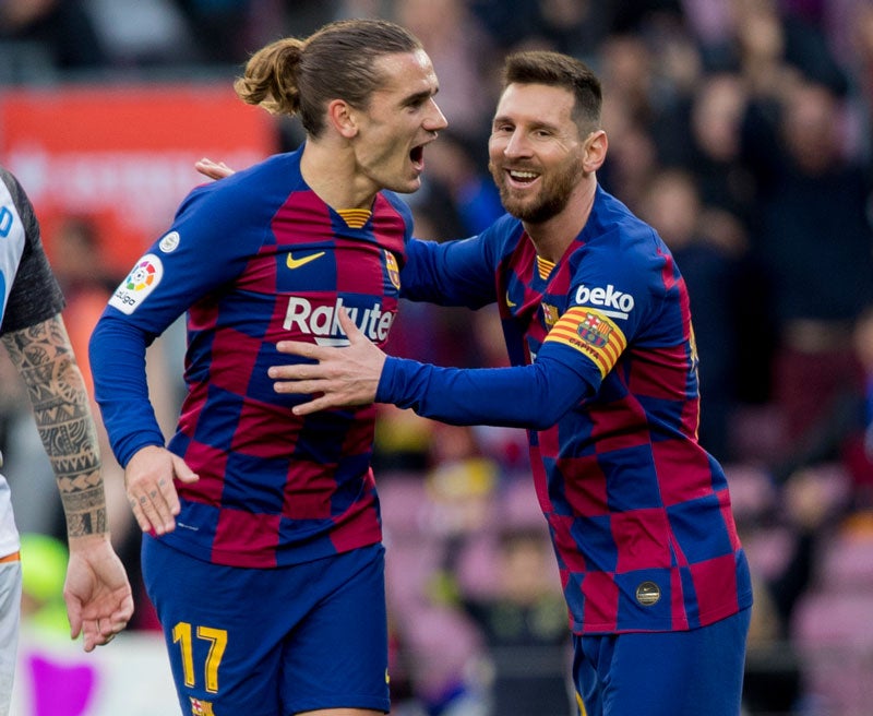 Griezmann celebra su tanto ante el Alavés 