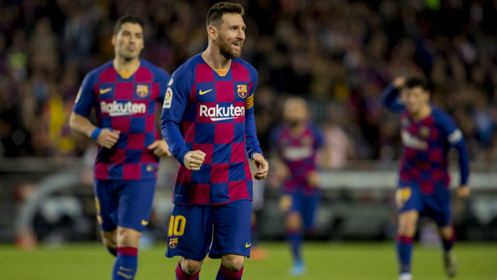 Messi, en festejo con el Barcelona