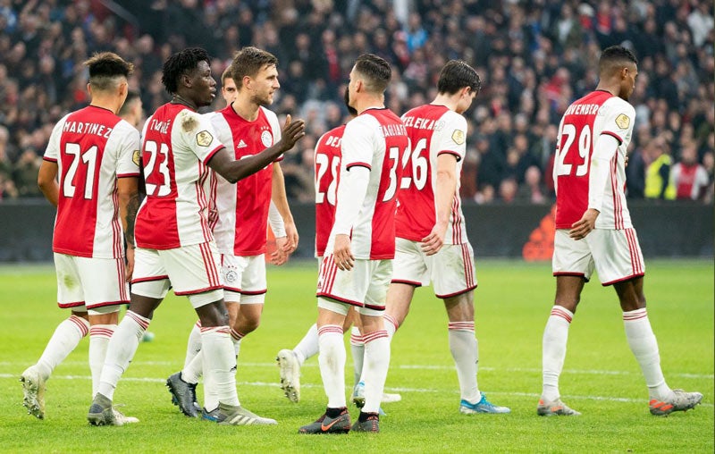 Festejo de los jugadores del Ajax