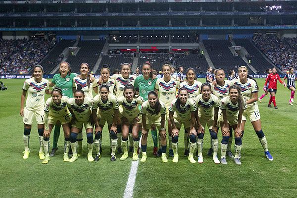 Las jugadoras de América previo al partido contra Rayadas