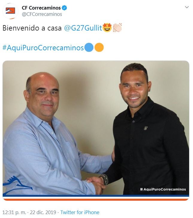 Mensaje de bienvenida de Correcaminos a Gullit Peña