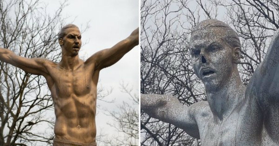 Estatua de Ibrahimovic con la nariz cortada