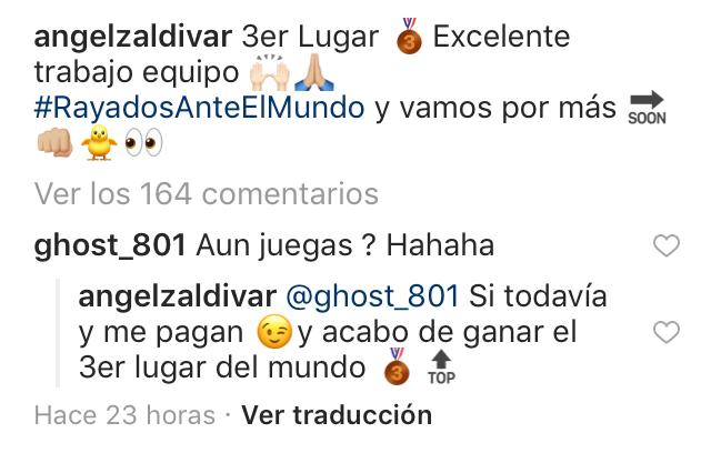 Publicación de Ángel Zaldívar en Instagram