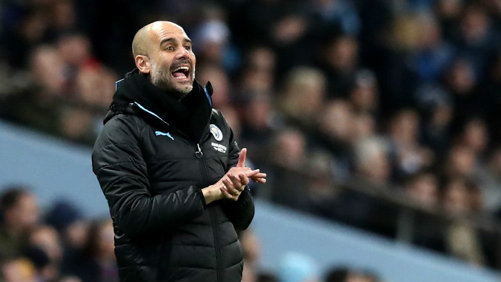 Pep Guardiola durante un partido del Manchester City