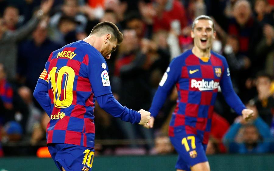 Messi celebra un gol con el Barcelona