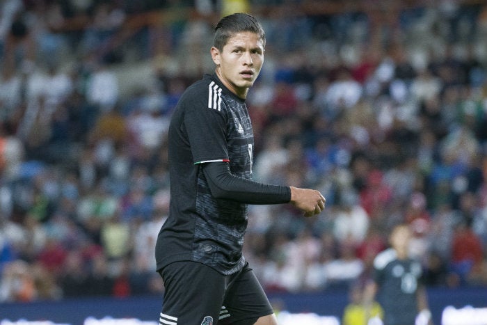 Godinez, en un partido de la Selección