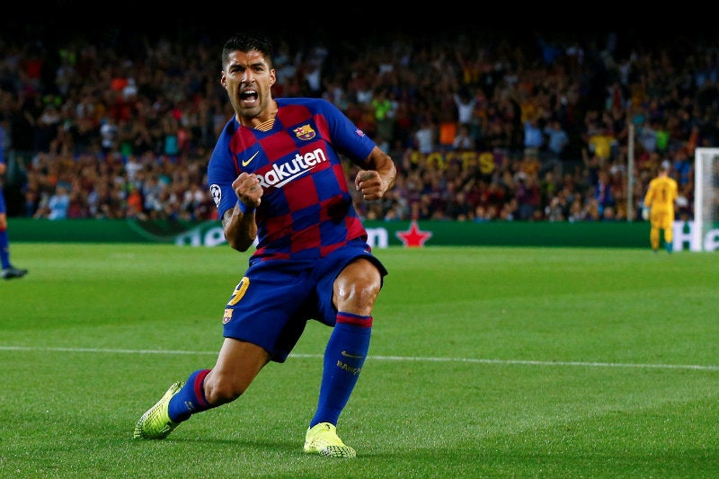 Luis Suárez festeja un gol con el Barcelona