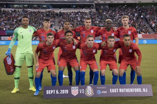 La selección de Estados Unidos antes de un partido