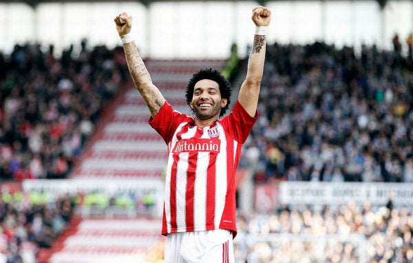 Jermaine Pennant celebrando una anotación con Stoke City