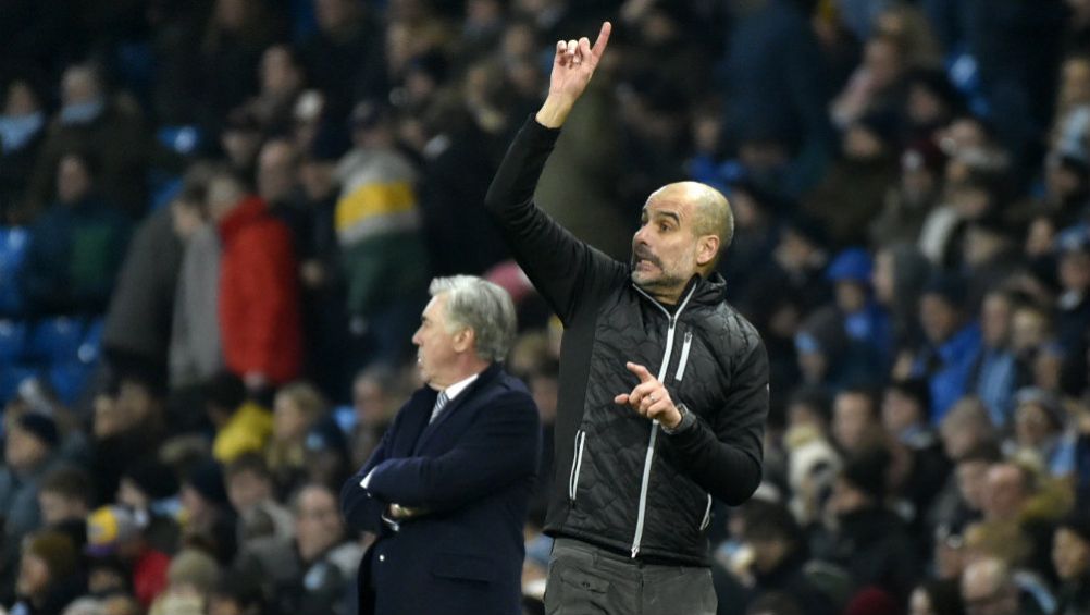 Guardiola, en un partido de Man City