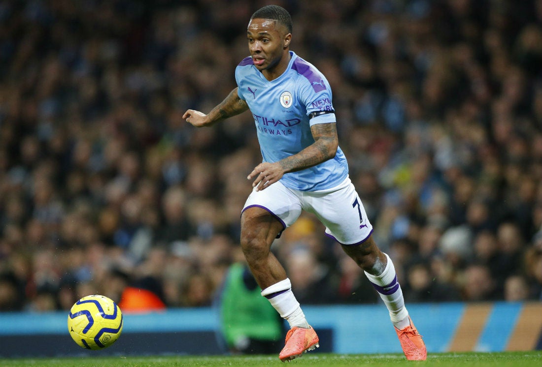 Raheem Sterling durante un partido del Manchester City