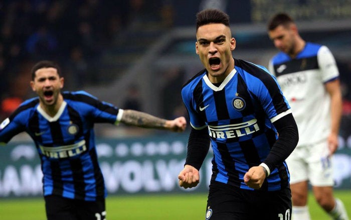 Lautaro, en celebración con Inter