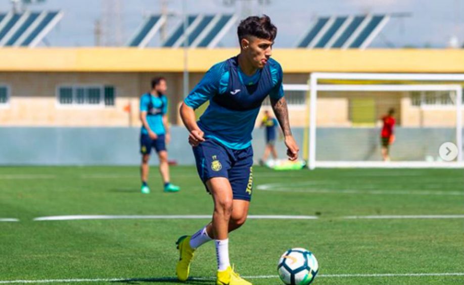 Leo Suárez en un entrenamiento con Villareal 