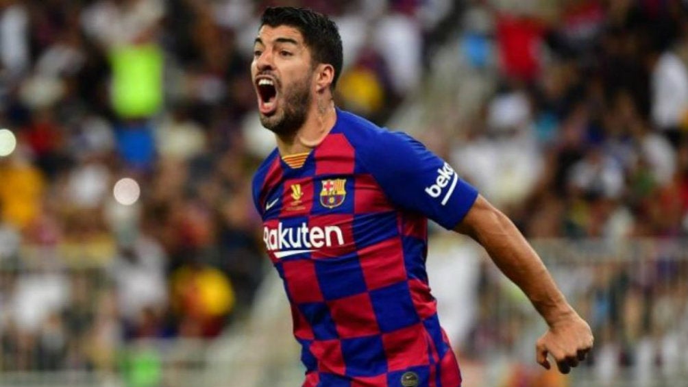 Luis Suárez festeja su gol en la SuperCopa 