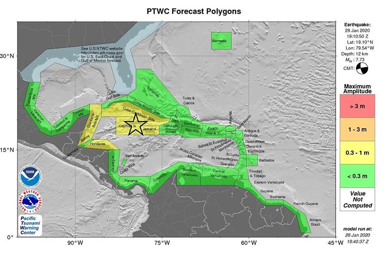 El pronóstico de altura de olas para el Caribe