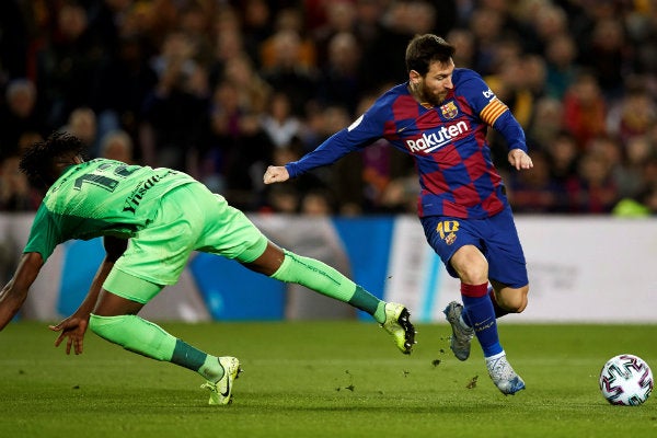 Lionel Messi en acción ante Leganés