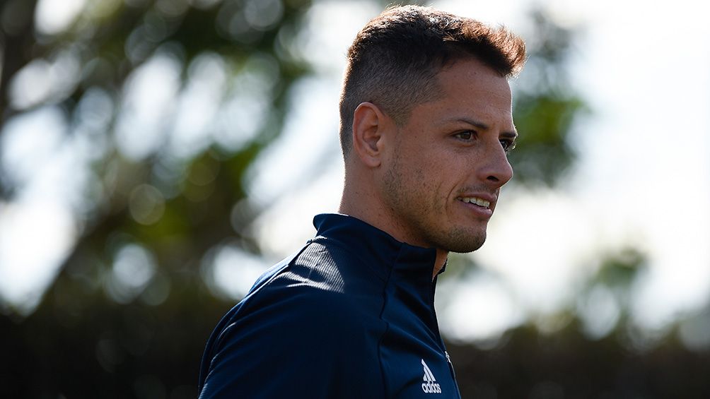 Chicharito Hernández en un entrenamiento con Galaxy