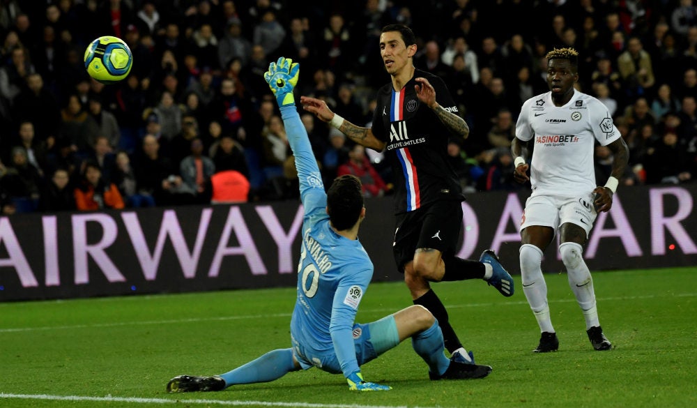 Di María durante el partido entre PSG y Montepellier