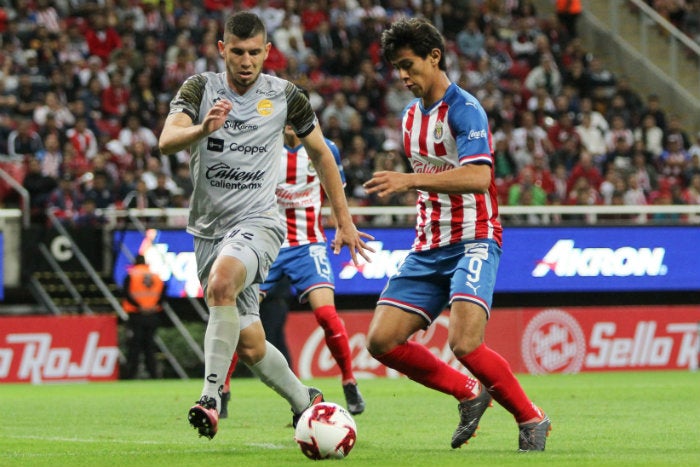 Macías, en el partido ante Dorados