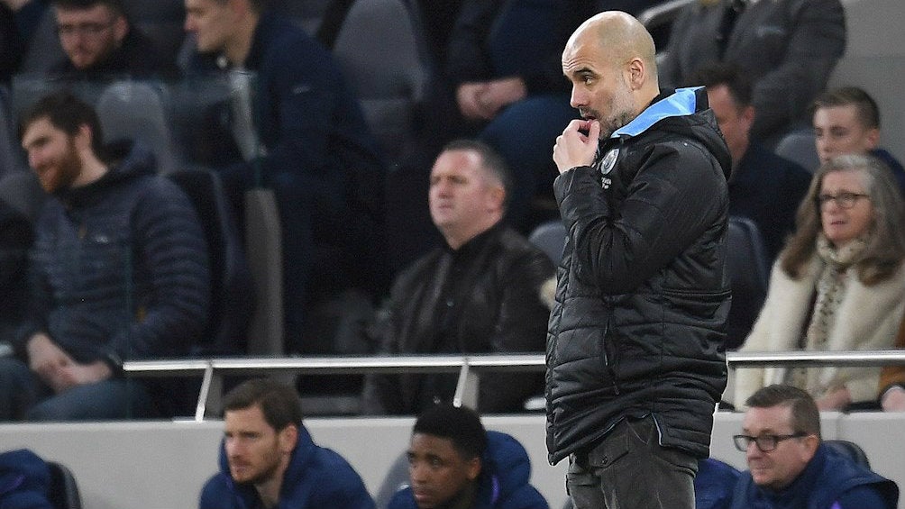 Pep Guardiola durante un partido del Manchester City