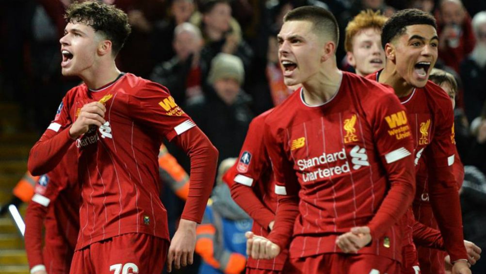 Jugadores del Liverpool, en festejo de gol