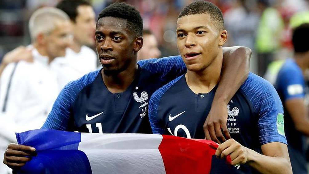 Mbappé y Dembélé, tras ganar el Mundial 