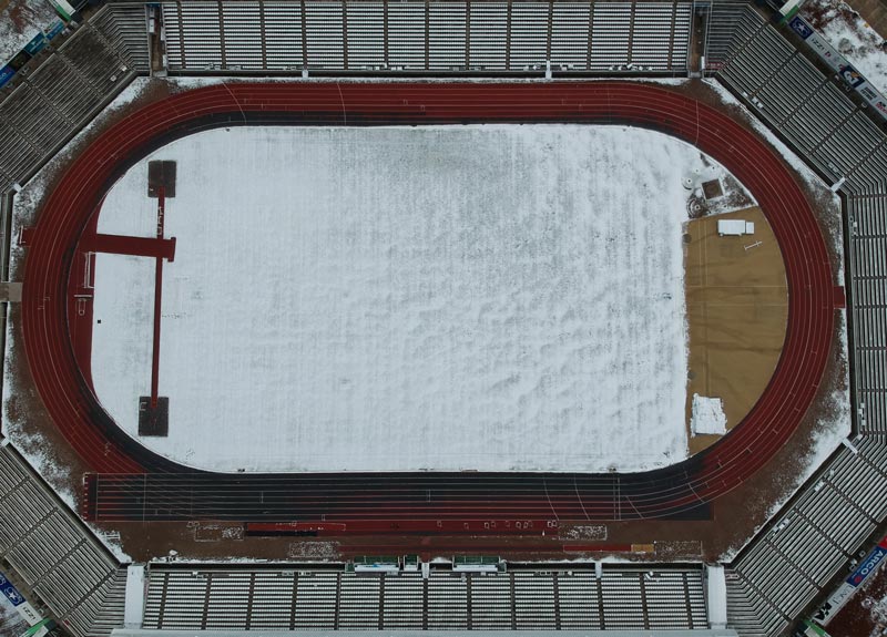 Cancha del Olímpico Benito Juárez con nieve