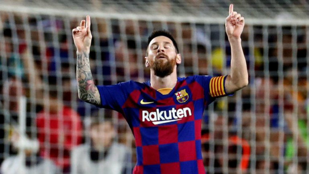 Lionel Messi celebra un gol con el Barcelona en La Liga 