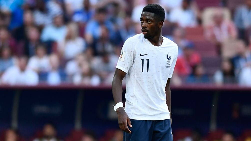 Ousmane Dembélé en un juego con la selección de Francia