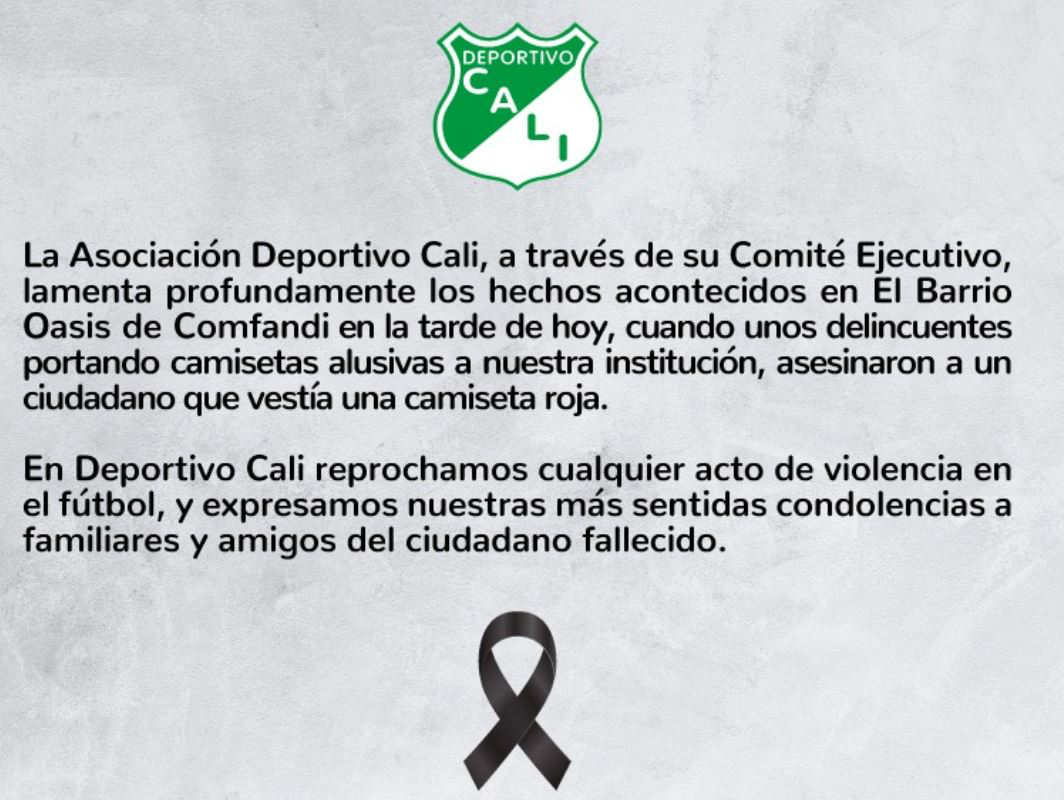 Mensaje emitido por del Deportivo Cali