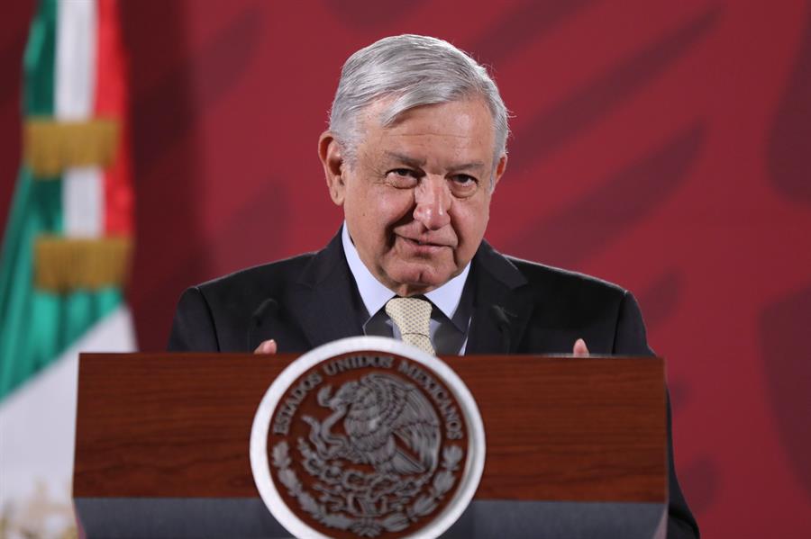 Andrés Manuel López Obrador en conferencia en el Palacio Nacional