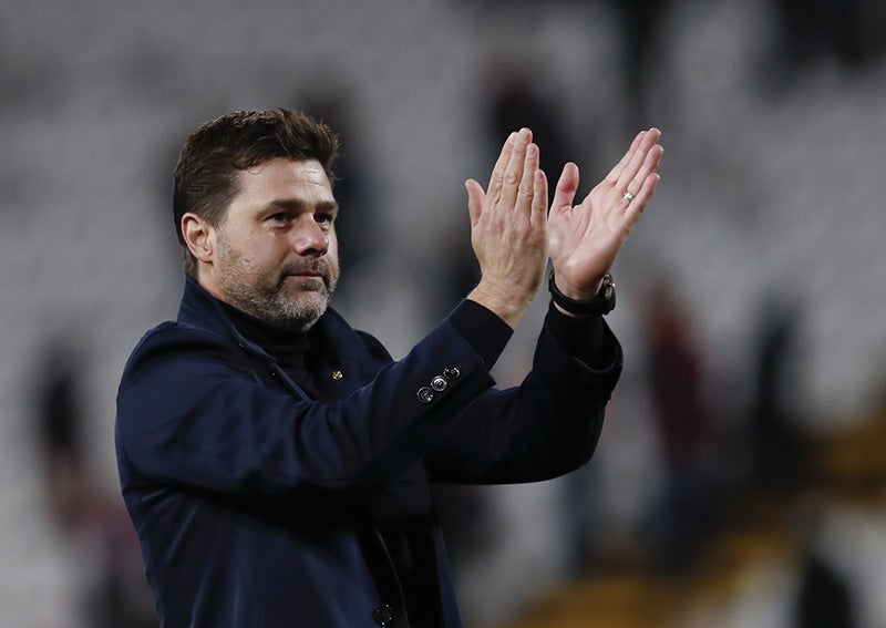 El técnico argentino celebrando un triunfo con Tottenham