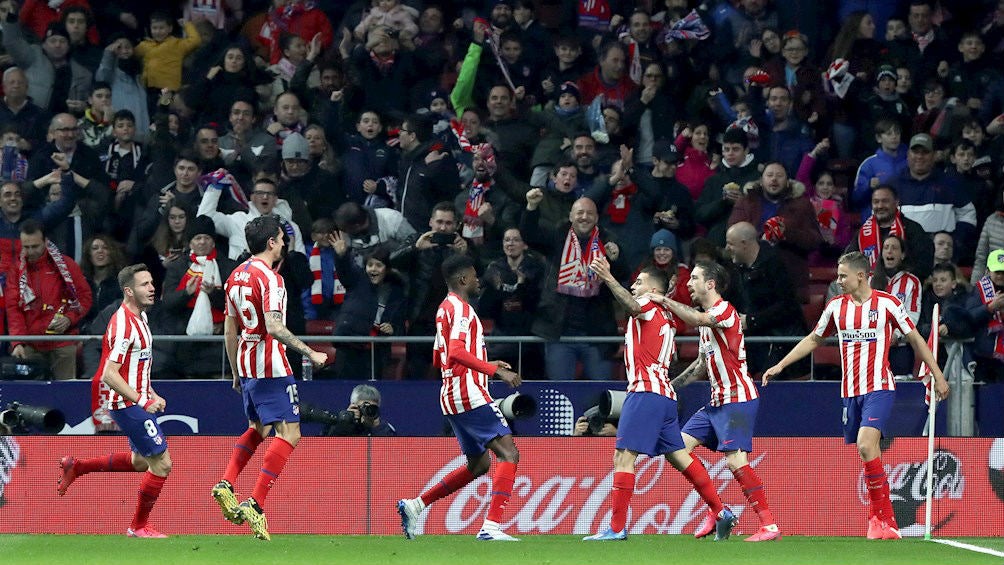 Jugadores del Atlético de Madrid celebrando un gol