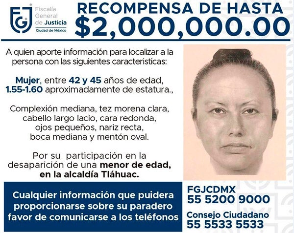 El retrato que difundió la Fiscalía General de Justicia  