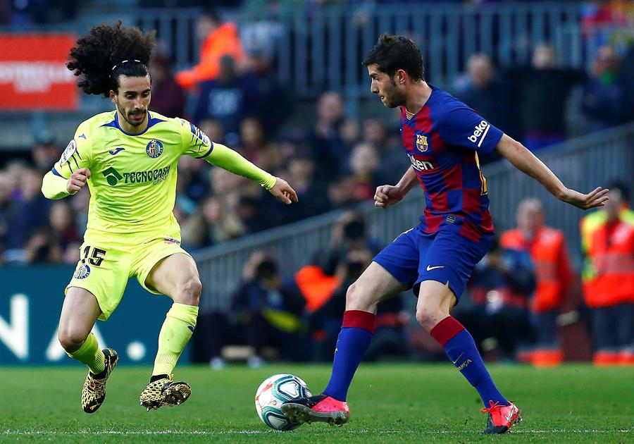 El lateral culé, en el partido contra Getafe