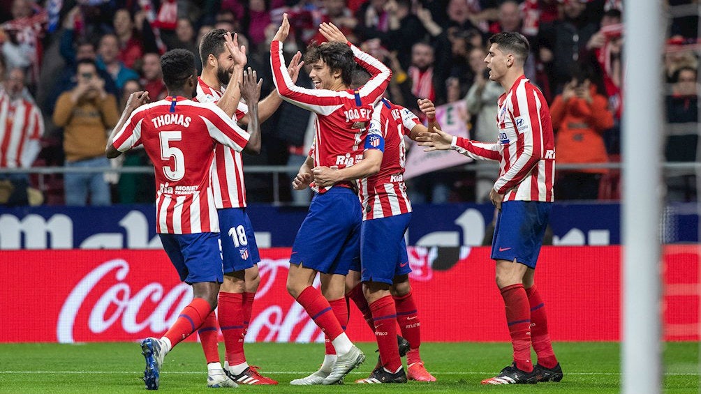 Jugadores del Atlético de Madrid celebrando un gol