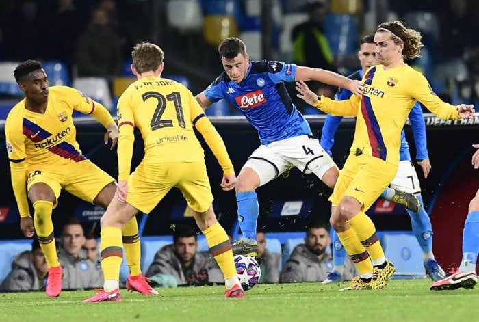 Diego Demme, durante el partido ante Barcelona