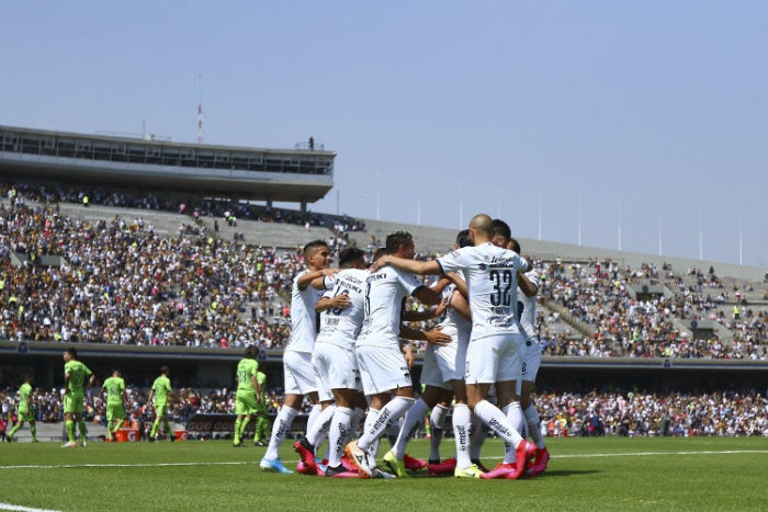 Pumas, en festejo de gol