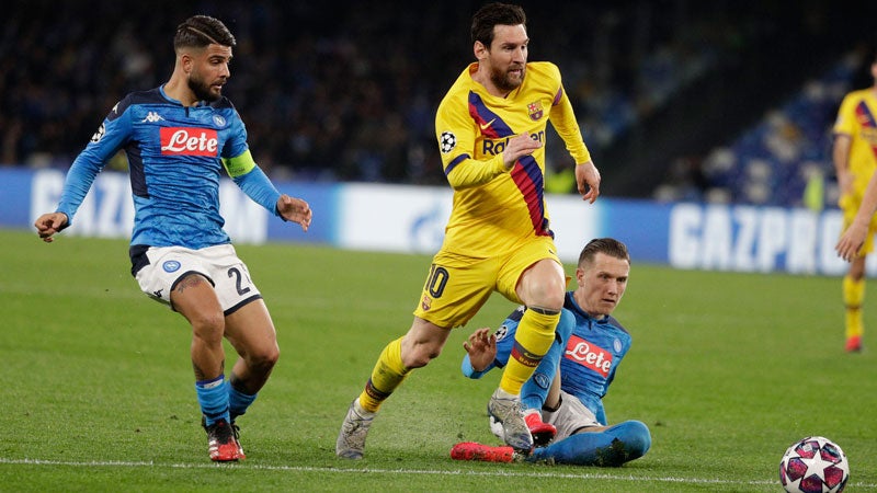 Messi, en el duelo ante el Napoli de Champions