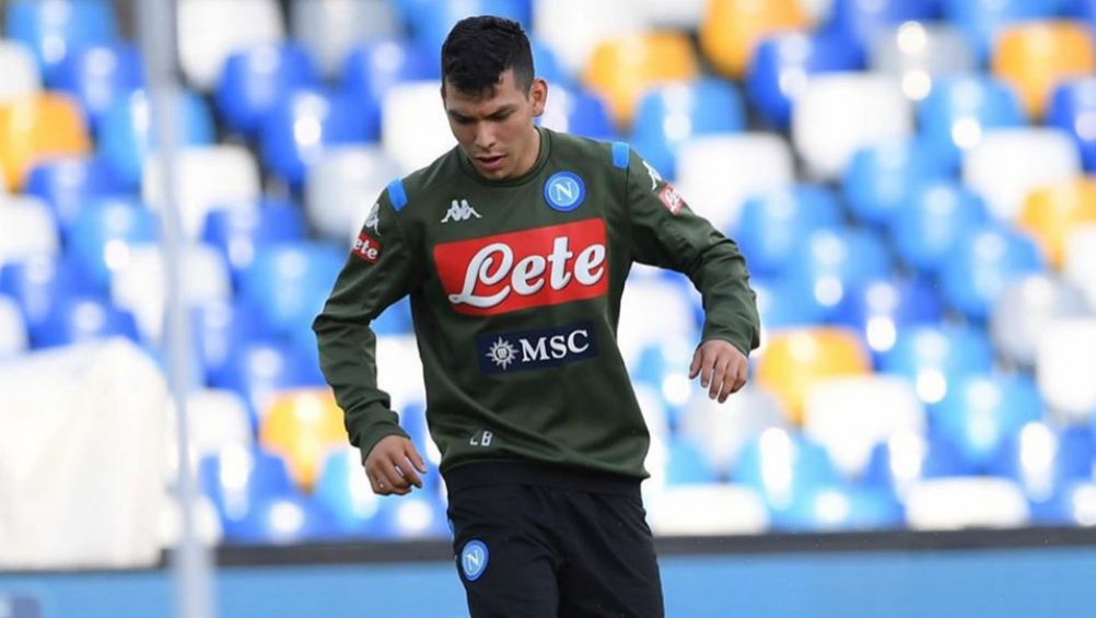 Lozano, en un entrenamiento del Napoli