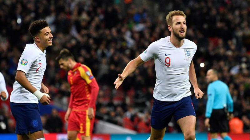 Harry Kanes celebra un gol con Inglaterra 