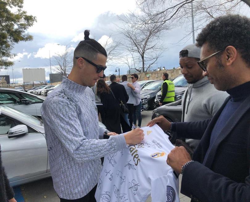 Cristiano llegando al Bernabéu 