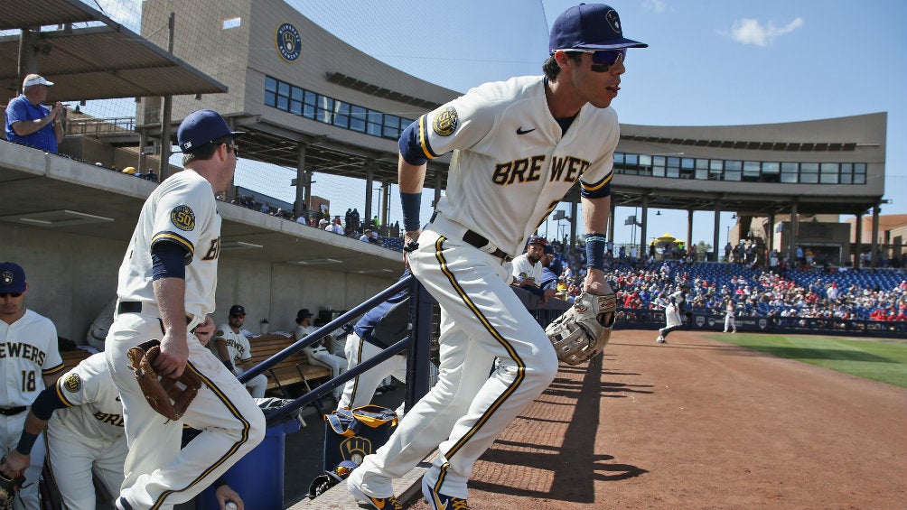 Christian Yelich de los Cerveceros de Milwaukee