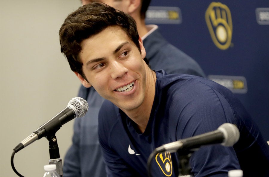 Christian Yelich de los Cerveceros de Milwaukee